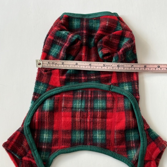 Pup Crew - Fleece Red/Green Plaid Christmas Pajamas sz XS - Picture 6 of 8
